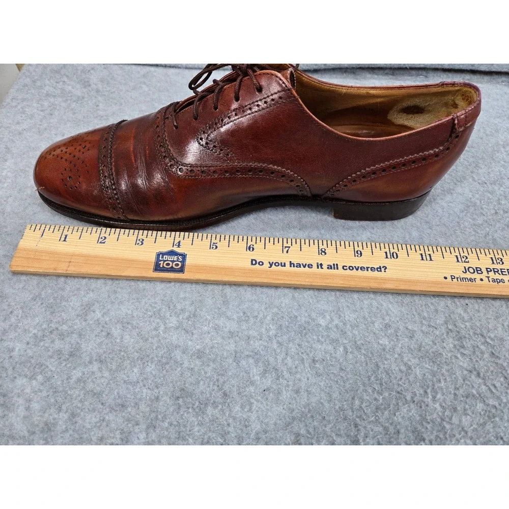 Peal & Co Brooks Brothers Mens Brown Leather Cap Toe Brogue Oxford Shoes 9.5 D